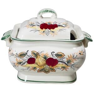 Royal Sealy Soup Tureen 1960's Made in Japan Plum Harvest Includes Lid ~6"x8"